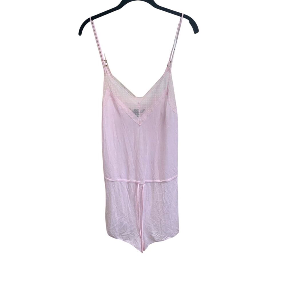 Victorias Secret Womens Pink Secret House Lace Trim Tie Waist Romper M Lingerie